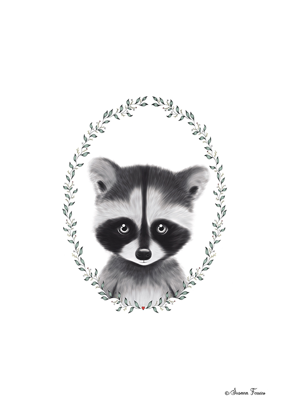 24Jpg.Web_67. Animales del bosque. Oval. Mapache
